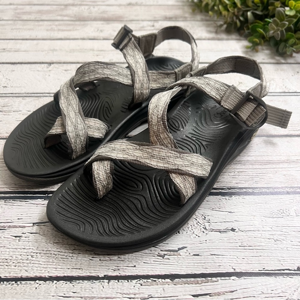 Chaco Z Volv 2 Sport Outdoor Sandals Nickel Gray White Print size 7